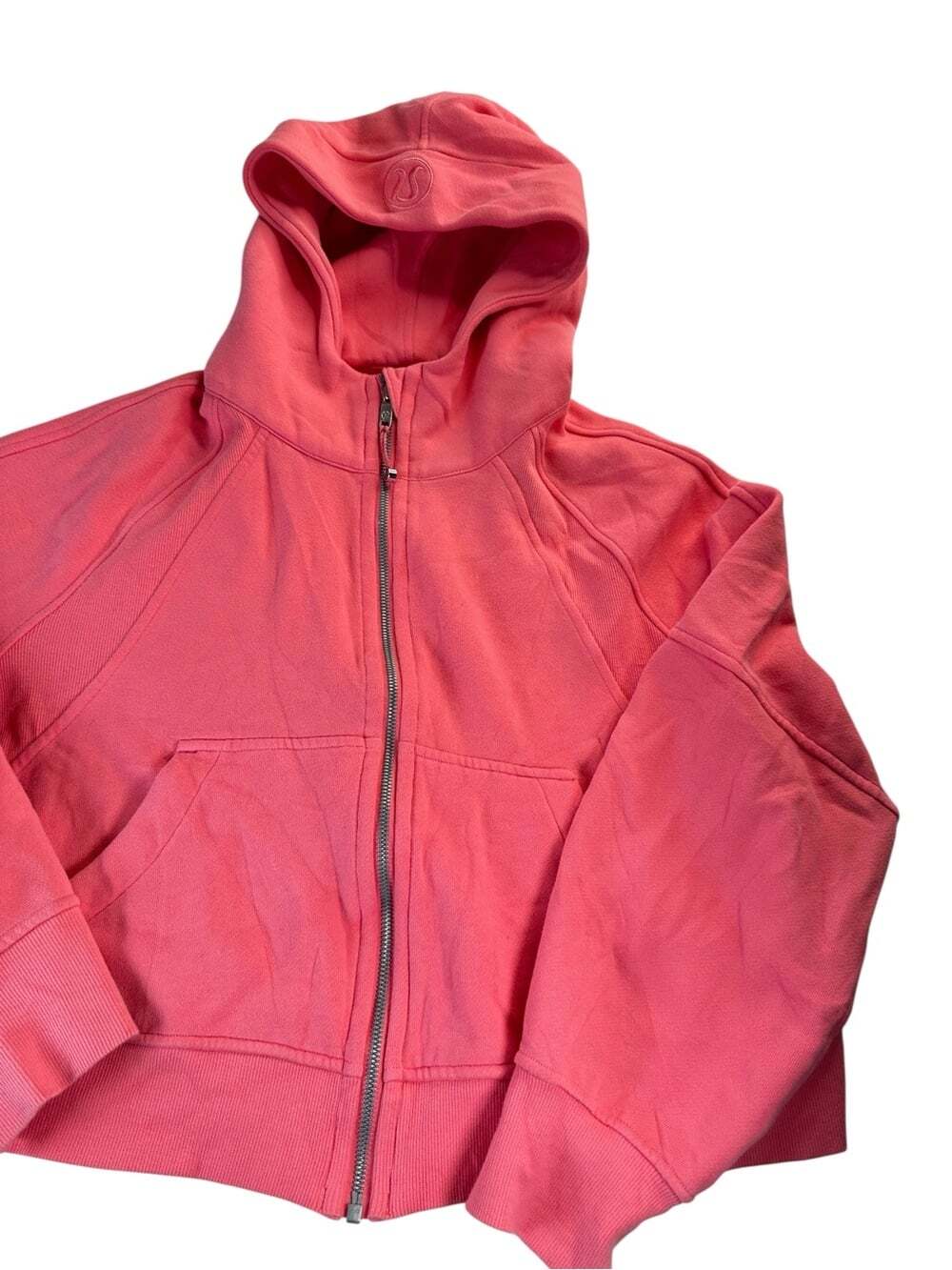 Lululemon Scuba Oversized Full Zip Hoodie M/L Pink Blossom Cropped Fleece - Picture 5 of 16